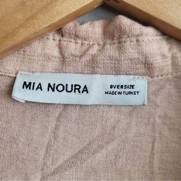 Mia Noura Sequin Leaves Embroidered Button Down Blouse Oversize Made in Turkey - Picture 3 of 9